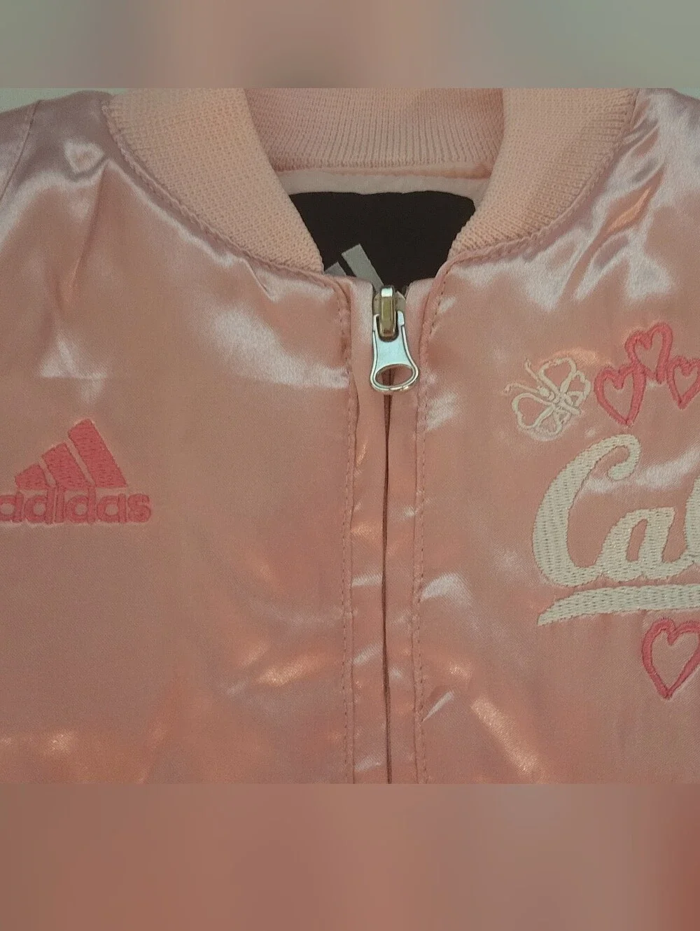 Adidas Pink Satin Bomber Jacket